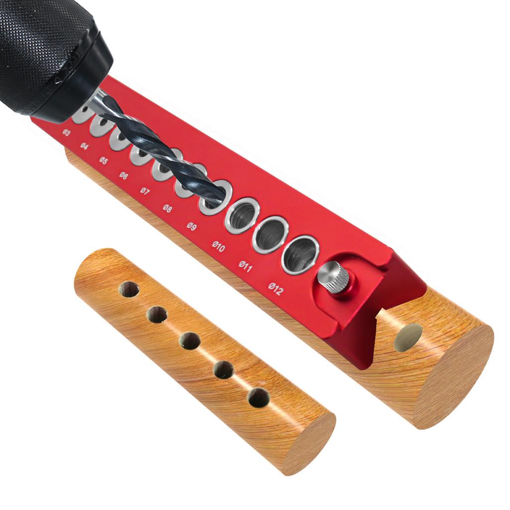 Aluminum Alloy Self Centering Dowel Jig W/ Positioning Rod, for Flat Round Corner Drilling Cable Railing & Woodworking Project