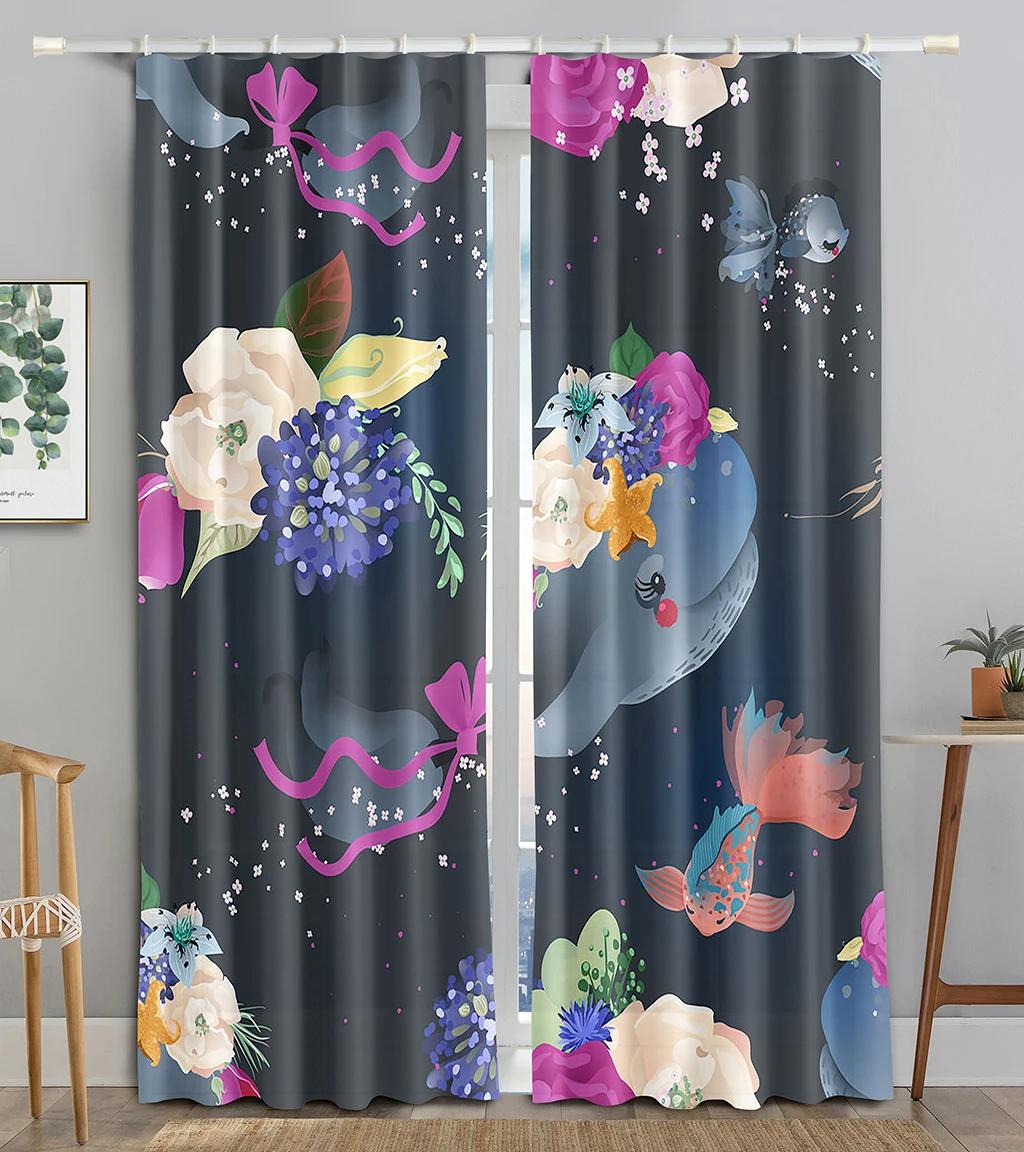 

Новые дешевые розовые цветы, рыбы, зеленые павлины, занавески для спальни, окна отеля, 2 панели, высокие затенения, новые модные различные цветовые узоры W55 X H120cm X 2&Grommet Top