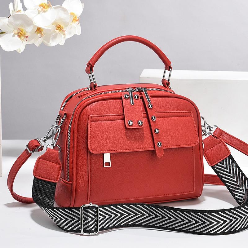 Textured handbag Casual multi-commuter messenger bag Simple and versatile multi-layer shoulder bag Handbag