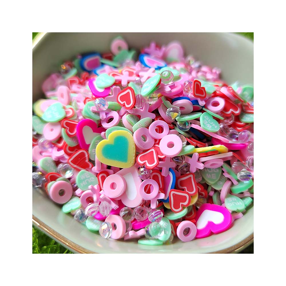 Love Heart Polymer Clay Mix Letter Mini Craft for Valentine's Day Nail Art Slime Decorations