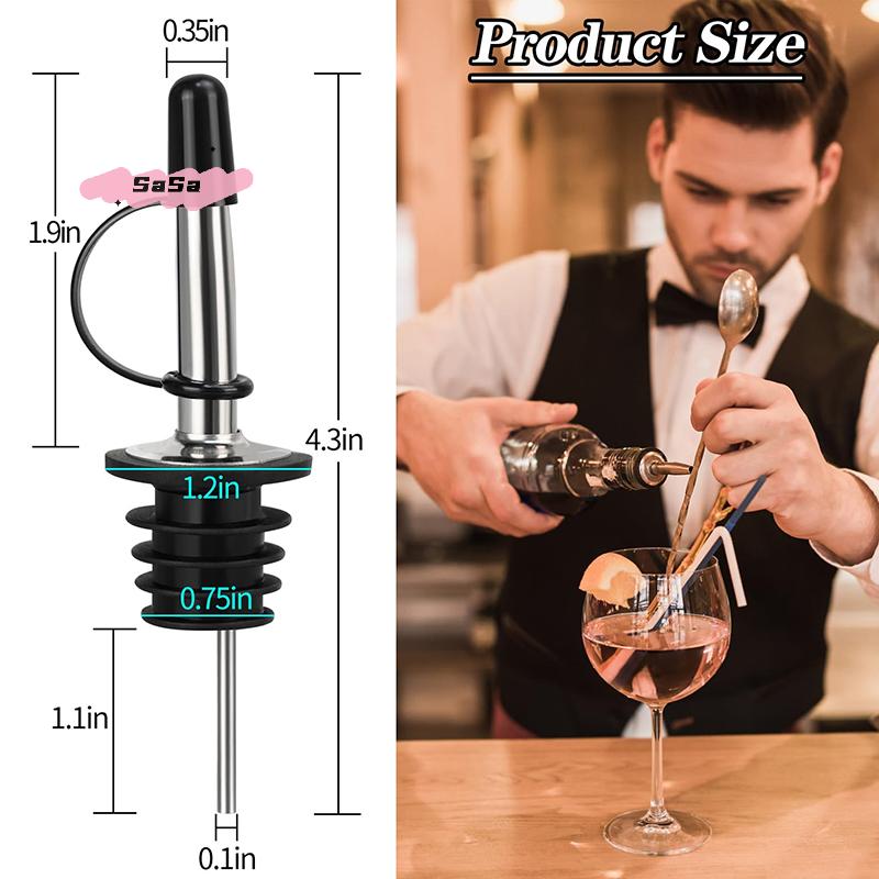 Multi-Pack Stainless Steel Wine Oil Vinegar Pourer with Conical Spout Leak-proof Sealed Stopper for Liquor Bottles - 3/6/12Pcs