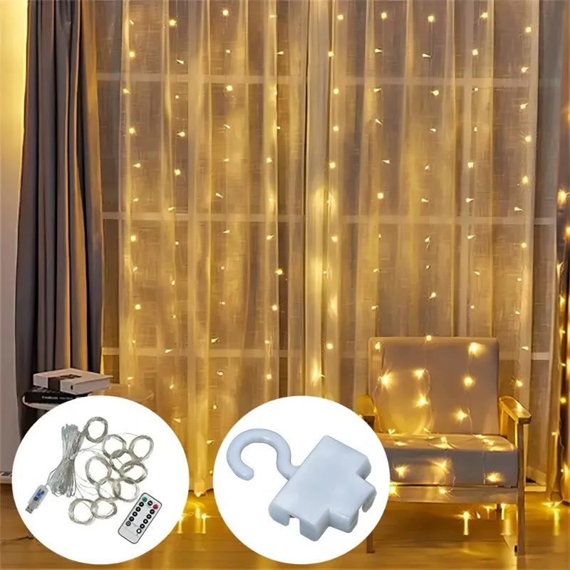 3*3m LED Curtain Lights USB Powered 8 Mode Remote Control Fairy String,Decoration Lights For Garland Wedding Home Bedroom