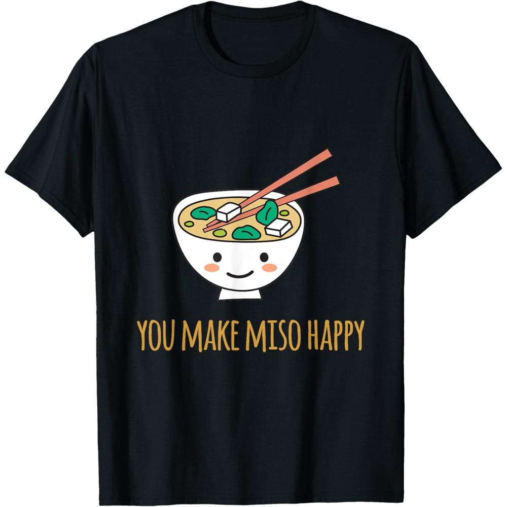 You Make Miso Happy Cotton Men T-Shirt XS чёрный