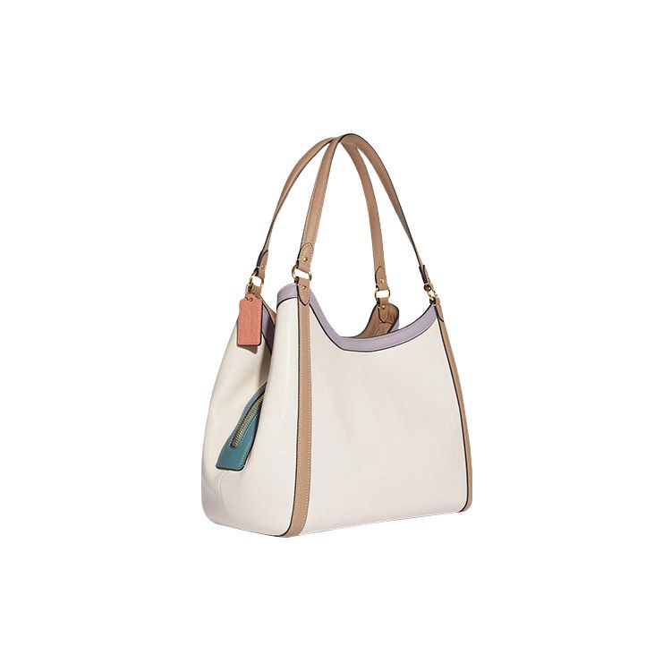 Coach Kristy 32 Snap Closure Central Zipper Compartment Pebble Leather Shoulder Tote Bag Large Women Handbags Chalk-White CA216-IMCAH