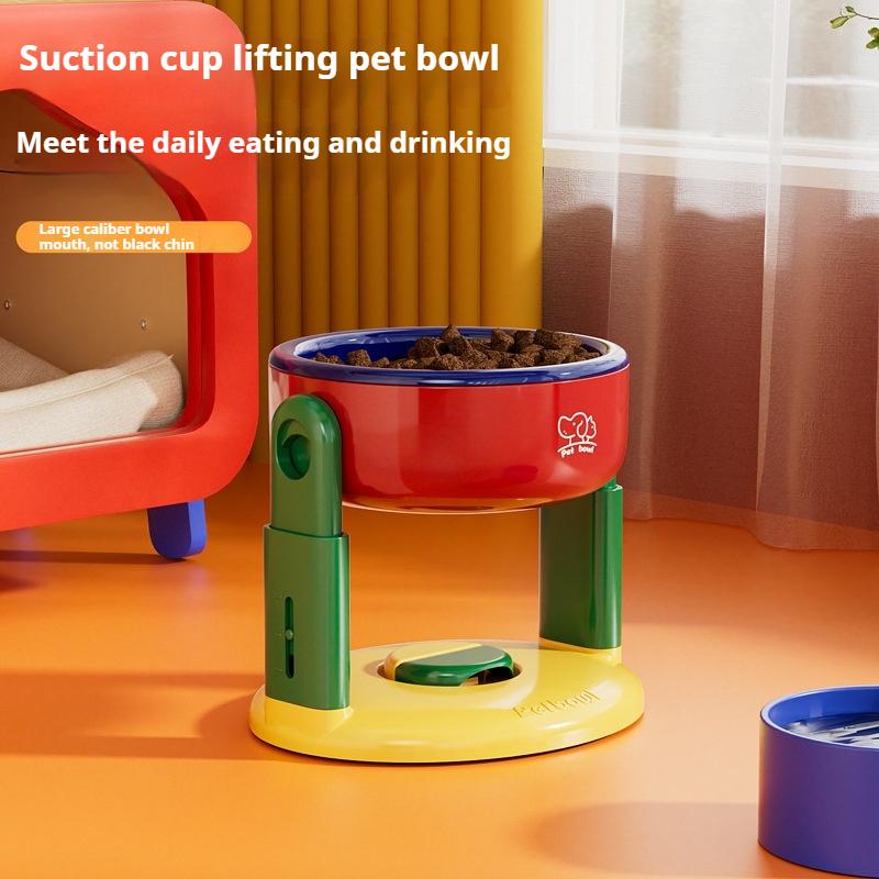 Pet Supplies Suction Cup Pet Bowl Lift Adjustable Cat and Dog Universal Protection Cervical Vertebra Oblique High-foot Bowl To Prevent Tipping