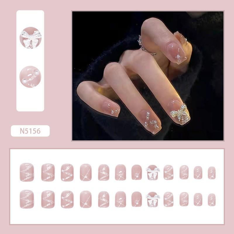 French Bow Press-On Student Nails: Handmade Short, Gentle Daily Wear