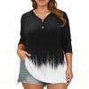 Women's Floral Print Three Quarter Sleeve Button V Neck Blouse Plus Size Loose Casual Shirt for Everyday Wear