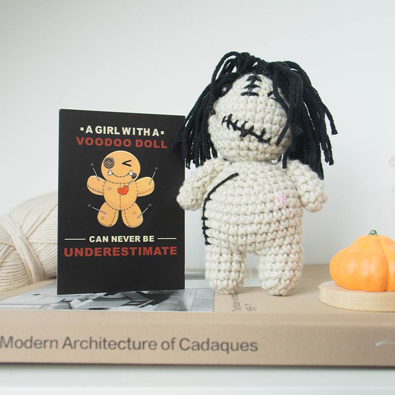 

Funny Handmade Knitted Black/White Ghost Desktop Ornament Gift Crochet Positive Energy Ghost Doll Halloween Home Decoration светло-зеленый