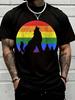 Rainbow Wolf Howling At Sunset Pride Month T Shirt Gay Lesbian Bisexual Transgender Lgbtq Support Graphic Tee Suitable For Casual Sports Wear