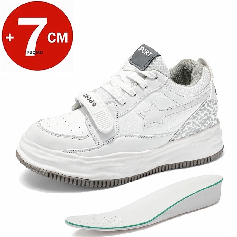 

White 7cm Invisible Height Increasing Sneakers Casual Vintage Elevator Shoes For Men And Women Breathable Comfortable Sports 37