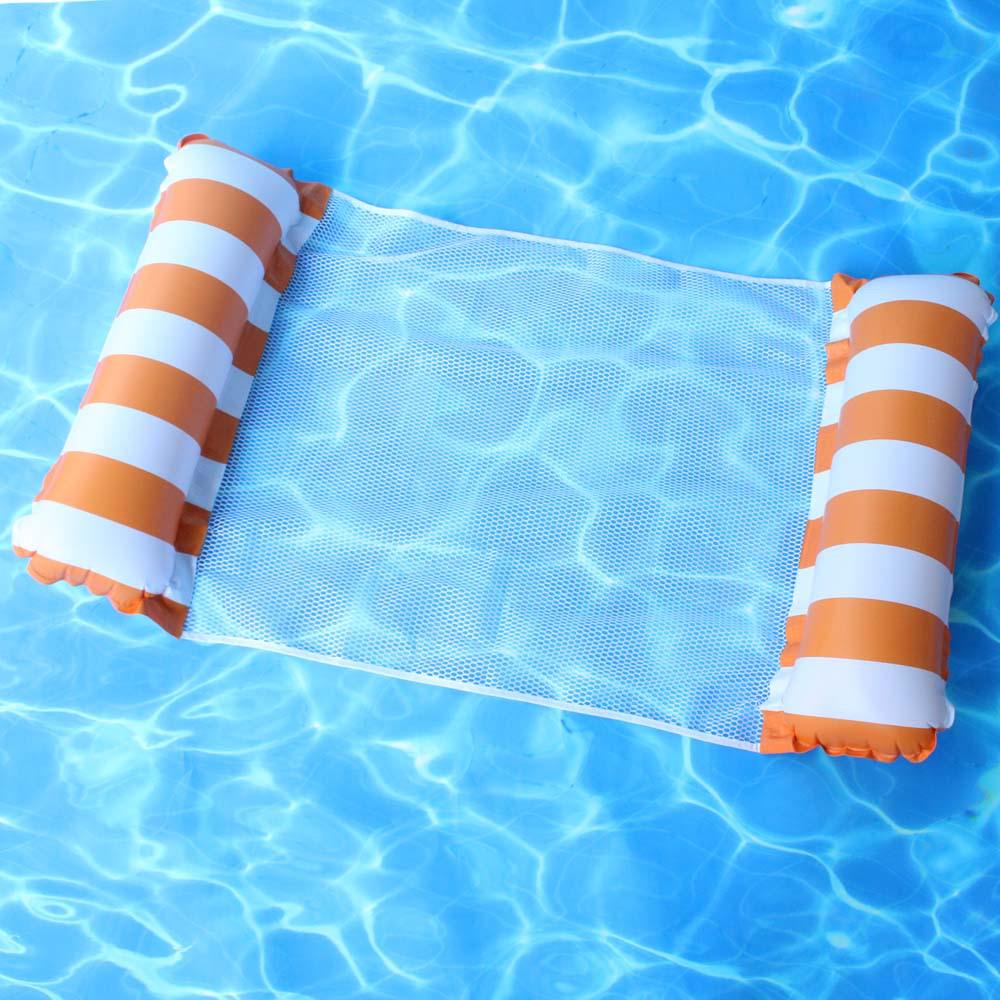 Foldable Striped Pool Hammock: New Style Inflatable Float & Mesh Recliner