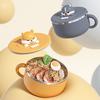Cartoon Leuke Hond Instant Noedelkom Roestvrij Staal Met Deksel Grote Fruitsaladekom Studentenkamer Draagbare Lunchbox 1000ML