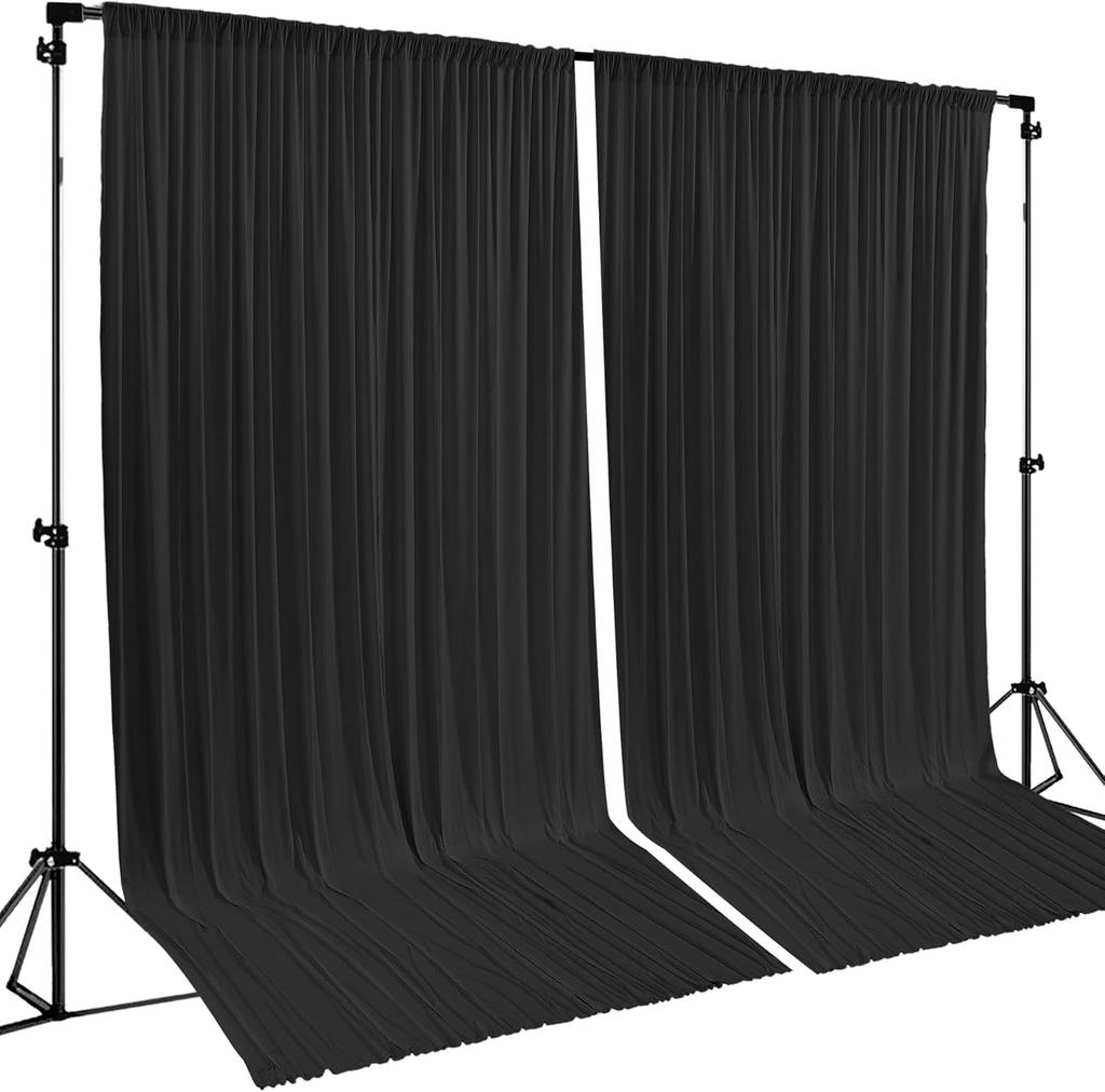 2 Panels Pink Backdrop Curtain for Wedding Polyester Photography Backdrop Drapes for Birthday Parties Stage Backdrop Stand