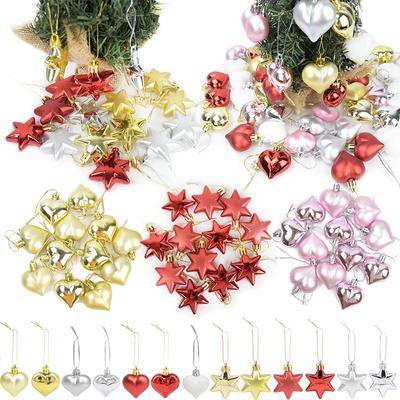 12Pcs Herz Stern Form Weihnachten Ball Weihnachten Baum Kunststoff Hängenden Ball Anhänger Ornament Hause Festival Party Neue Jahr Dekor