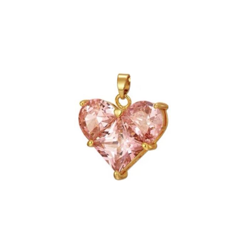 Niche Pink Heart Gemstone Pendant Earrings & Necklace Set in S925 Silver