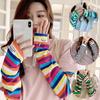2PCs Summer Sunscreen Sleeves Colorful Breathable Ice Silk Driving Arm Sleeves Sun-protective Arm Cover Quick Dry Arm Warmer