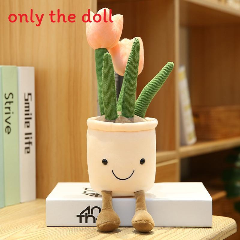 Plush Succulent Plant Series Tulip Plush Toy With Cartoon Design For Living Room Decor