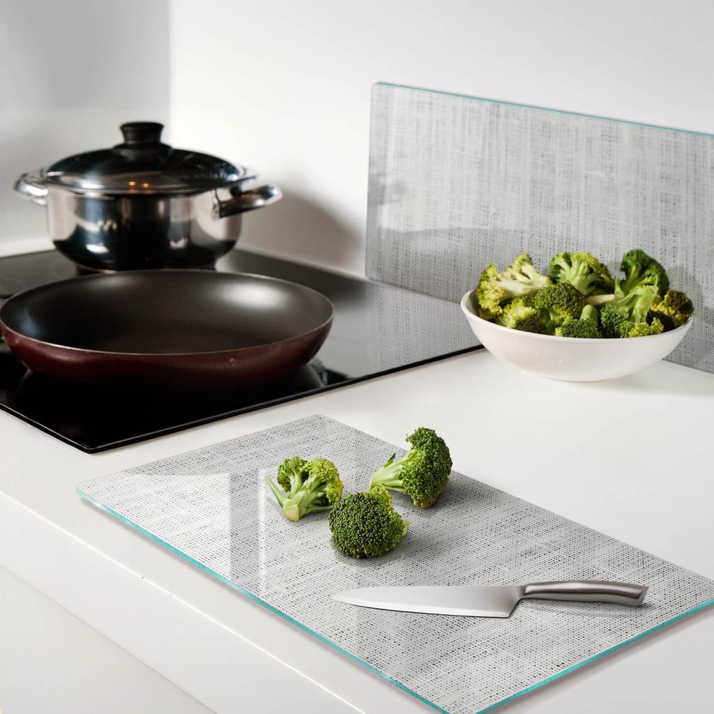 Kitchen Multifunctional Decorative Glass Boards White Canvas 2x30x52 Cm
