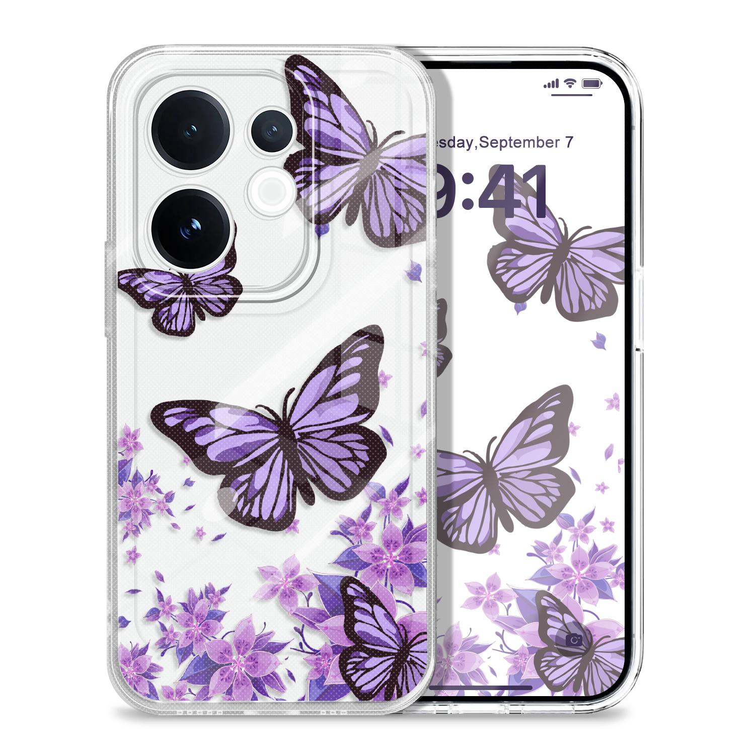

Sky Butterfly Transparent Phone Case For VIVO V60 V50 V40 V30E V29 V29E V27 V27E V25 V23 V23E Lite Pro Soft TPU Cover V29 Pro