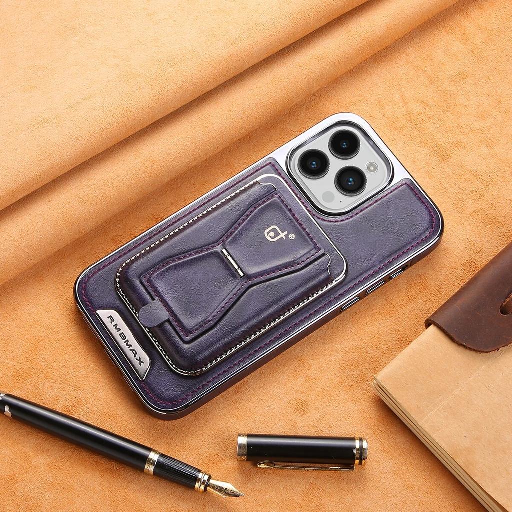 2 In 1 Magnetic Card Holder Leather Magsafe Phone Case for IPhone 14 12 13 15 Pro Max 15Plus Bank Card Wallet Shockproof Cover