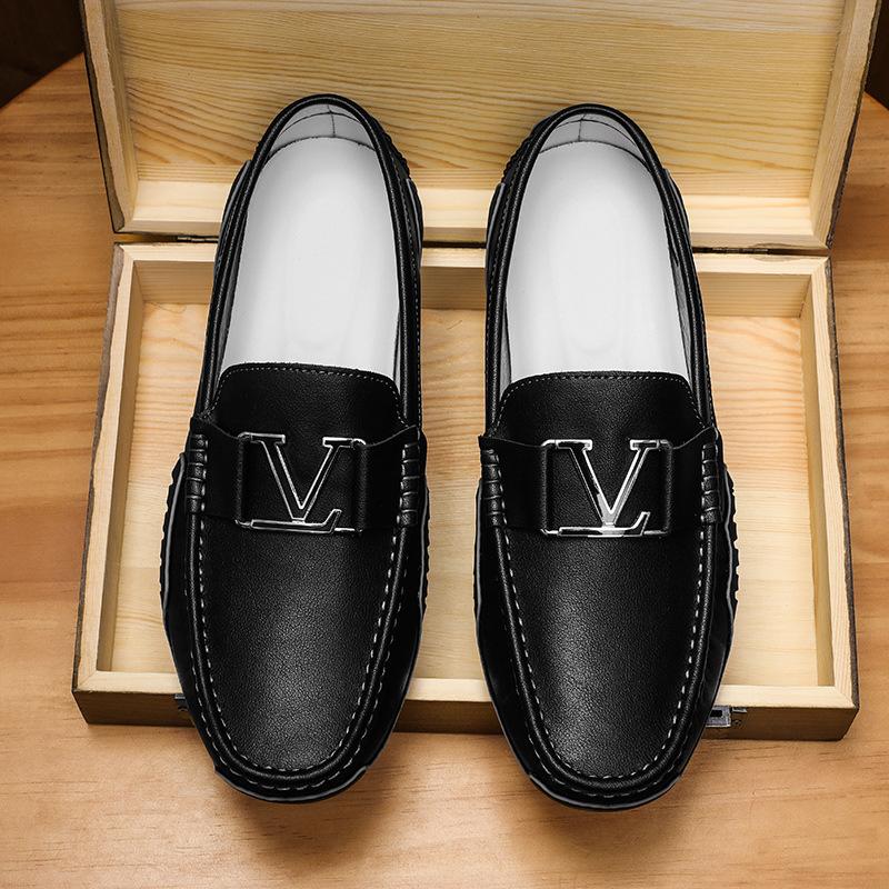 

Весна и лето 204 новые повседневные кожаные туфли большого размера, подошва ручной работы, универсальные низкие, облегающие ногу, мужские туфли Doudou 38 чёрный