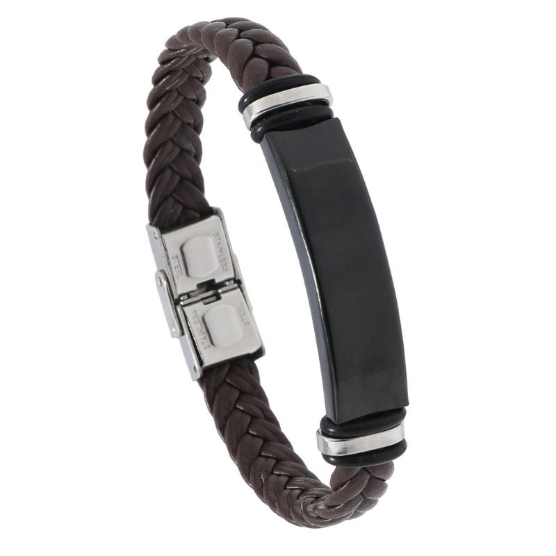 Meier Beautiful jewelry braided stainless steel men bracelet casual glossy leather bracelet bracelet