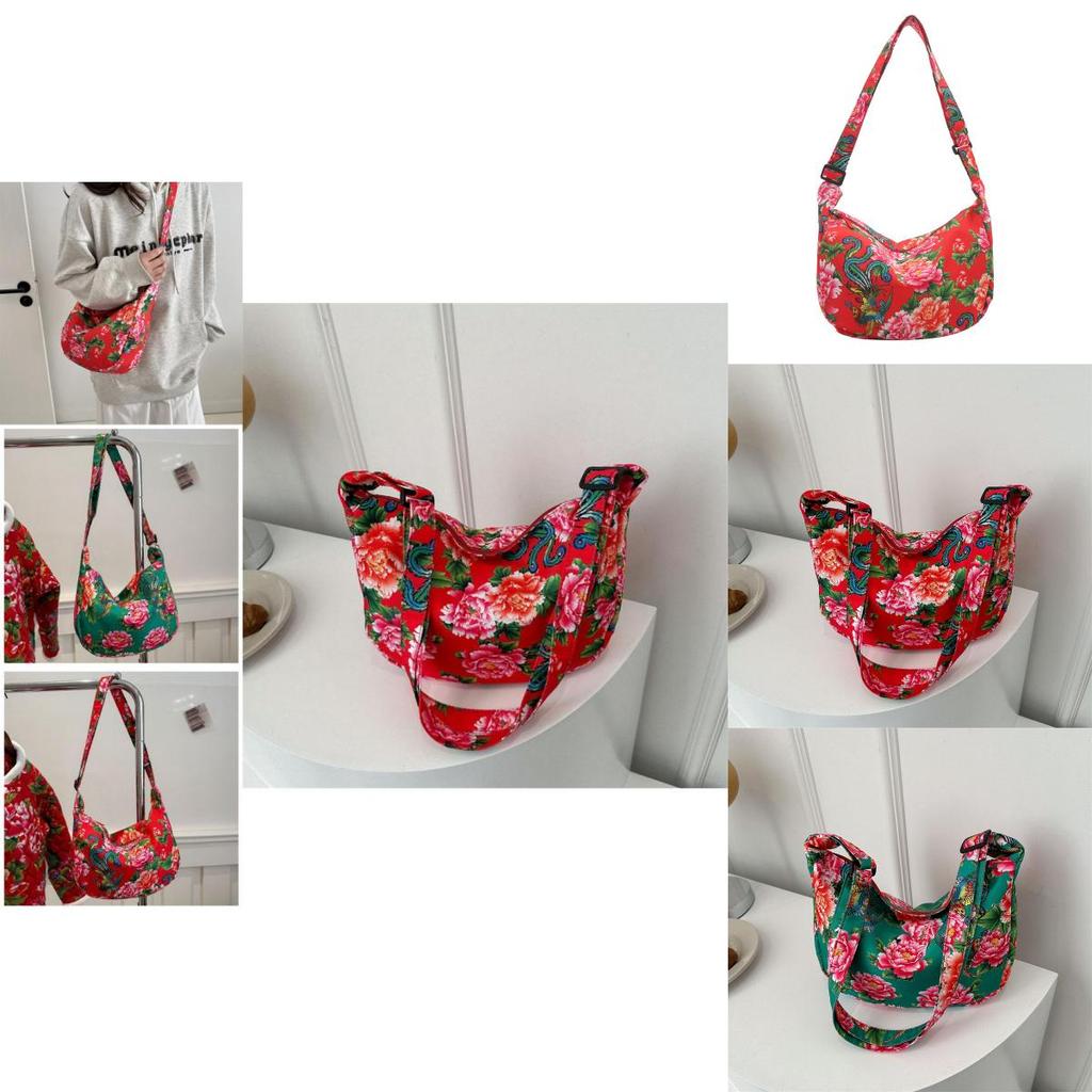Fashionable Retro Style Crossbody Tote Bag In Elegant Floral Design Perfect For Everyday Use