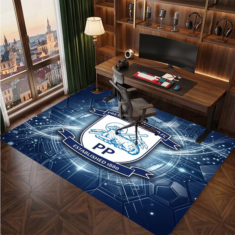 Tappeto in Velluto di Cristallo con Stampa del Preston North End Football Club, Comodo Assorbente d'Acqua Antiscivolo per Pavimenti Interni