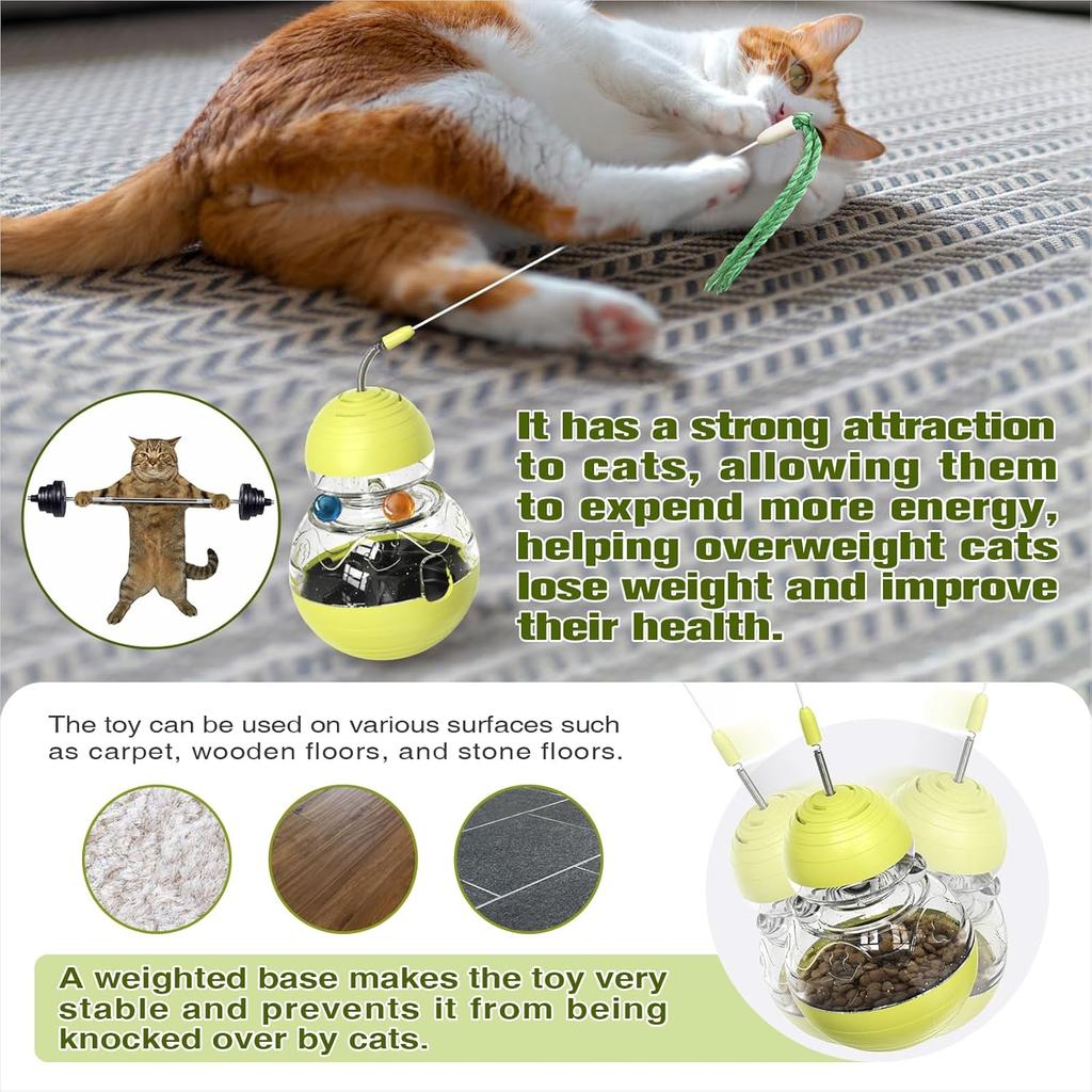 Cat Toy for Indoor Cats Wobble Treat Dispenser Ball Kitten Food Dispenser & Puzzle Feeder Balls & Enrichment Toys & Mental Stimulation Interactive
