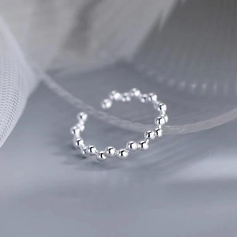 925 Silver Bean Design Open Ring - Women's Luxury Plain Index/Pinky Ring