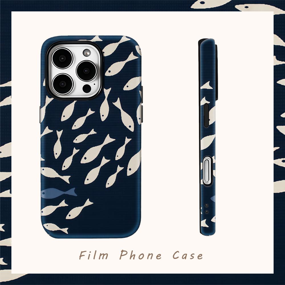 School of Fish Phone Case for IPhone 16 15 14 13 12 11 X XS XR XSMAX 7 8 Pro Max Plus Double-layer Back Cover