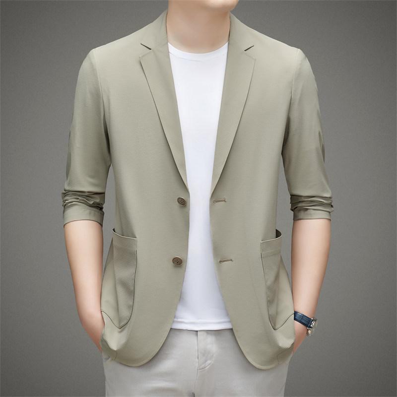 

Мужской летний быстросохнущий солнцезащитный костюм Ice Silk 2024 года — повседневный стиль вестерн, 5 вариантов цветов для мужчин среднего возраста M/170 хаки