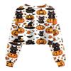 Women's Fashion Halloween Printed Navel-Exposed Long Sleeve Pullover Sweatshirt
