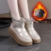 Damenmode Dicke Sohle Erhöhend Leicht Winter Warm Fell Eins Schneestiefel Gepolstertes Futter Rutschfest Lässig Sportlich Baumwollstiefel