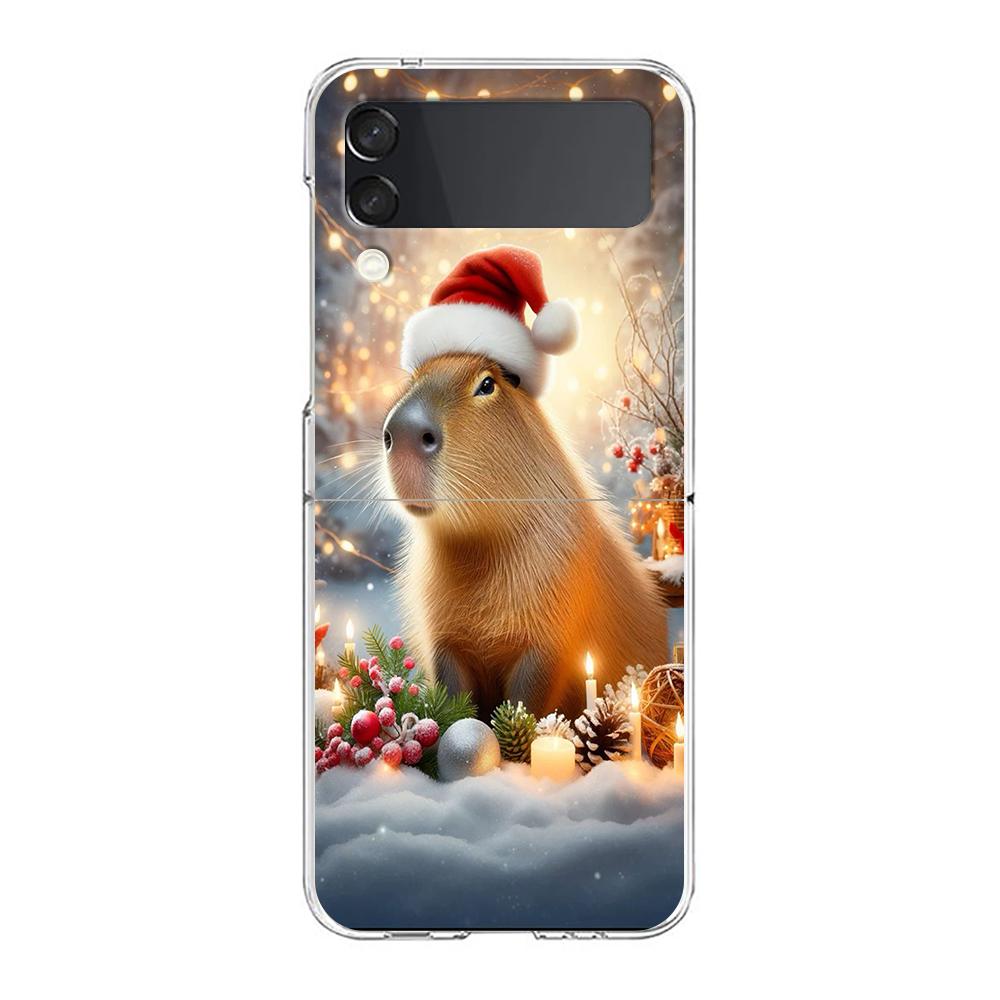 

Phone Cover For Samsung Galaxy Z Flip 6 5 4 Case Transparent For Samsung Z Flip 3 Hard PC Foldable Shell Cute Capybara Capas Bag Samsung Z Flip