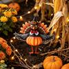 Retro Autumn Garden Accents Thanksgiving Turkey Stake, Wizard Hat with Pumpkin Lawn Ornament, Outdoor Yard Decorations Waterproof Acrylic Welcome Sign
