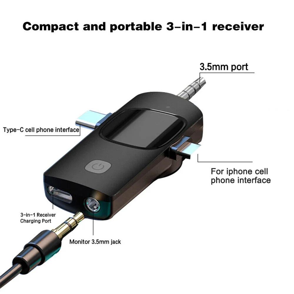 Professional 4in1 Wireless Lavalier Microphone for iPhone Android 3.5mm for Live Recording Noise Cancelling Mini Microphon