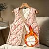 Women's 2025 Collarless Cotton Vest - Autumn/Winter Large Size Round Neck Waistcoat