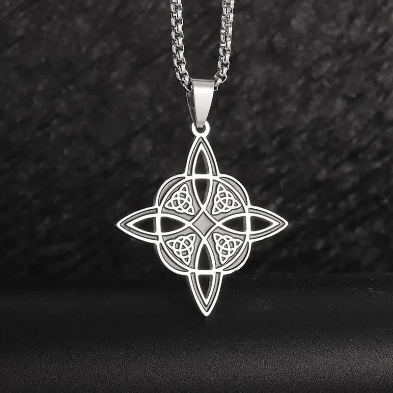 Style Trinity Celtic Knot Shield Pendant Witch Knot Necklace Men Women Irish Protection Amulet Jewelry