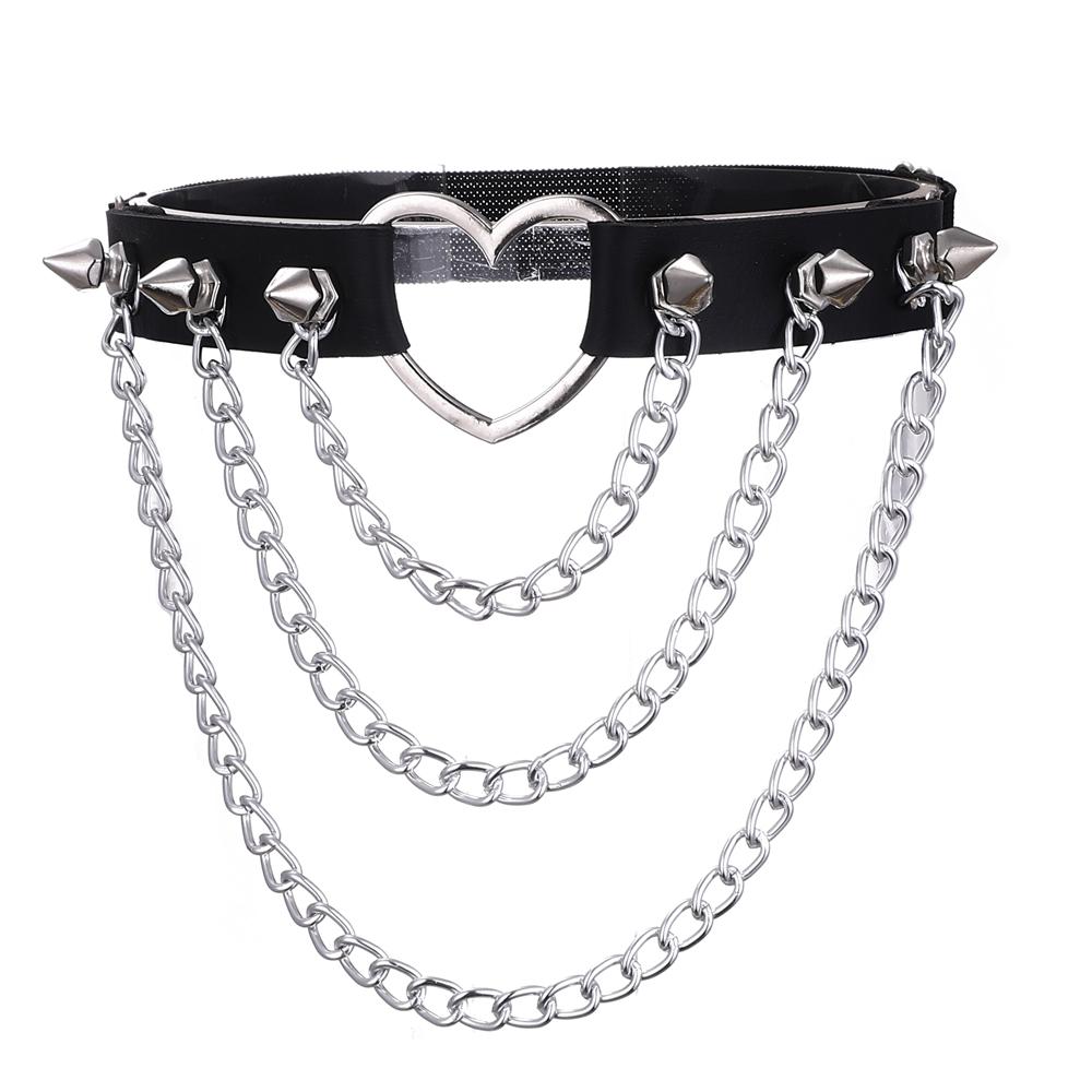 Sexy Bein Kette Leder Elastisch Mit Nieten Bein Harness Für Frauen Mädchen Goth Herz Oberschenkel Strumpfhalter Gürtel Rave Körper Schmuck black