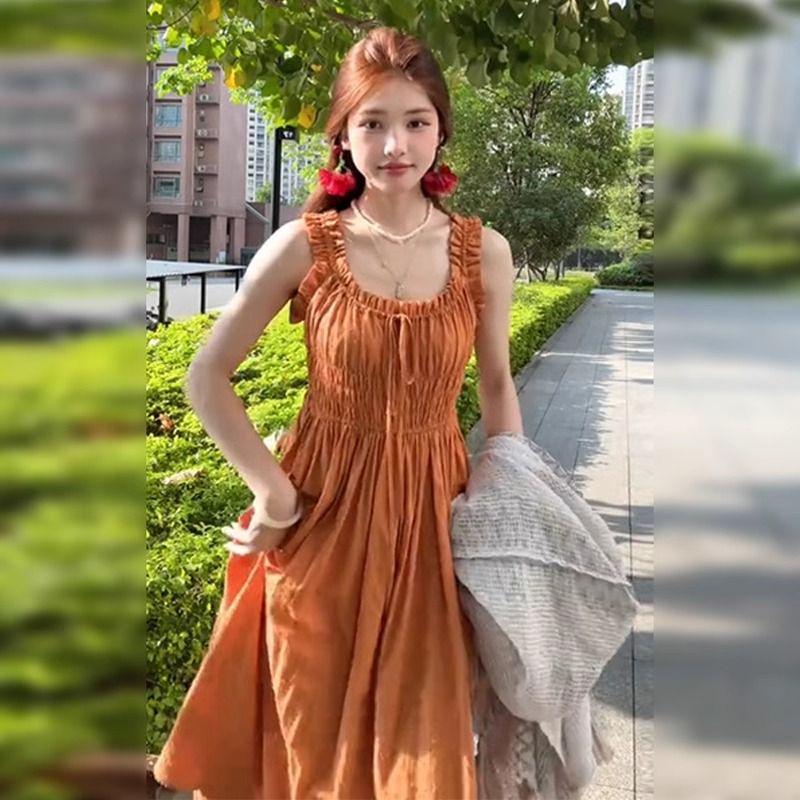 French Style Sleeveless Slimming Maxi Dress for Women – Summer 2025 Vacation Collection