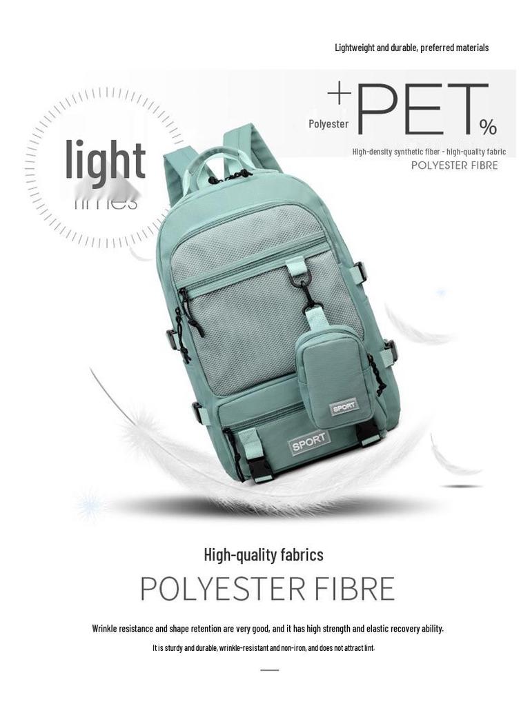 Spacious Korean-Style Unisex Backpack with Pencil Case for Elementary & Middle School Students