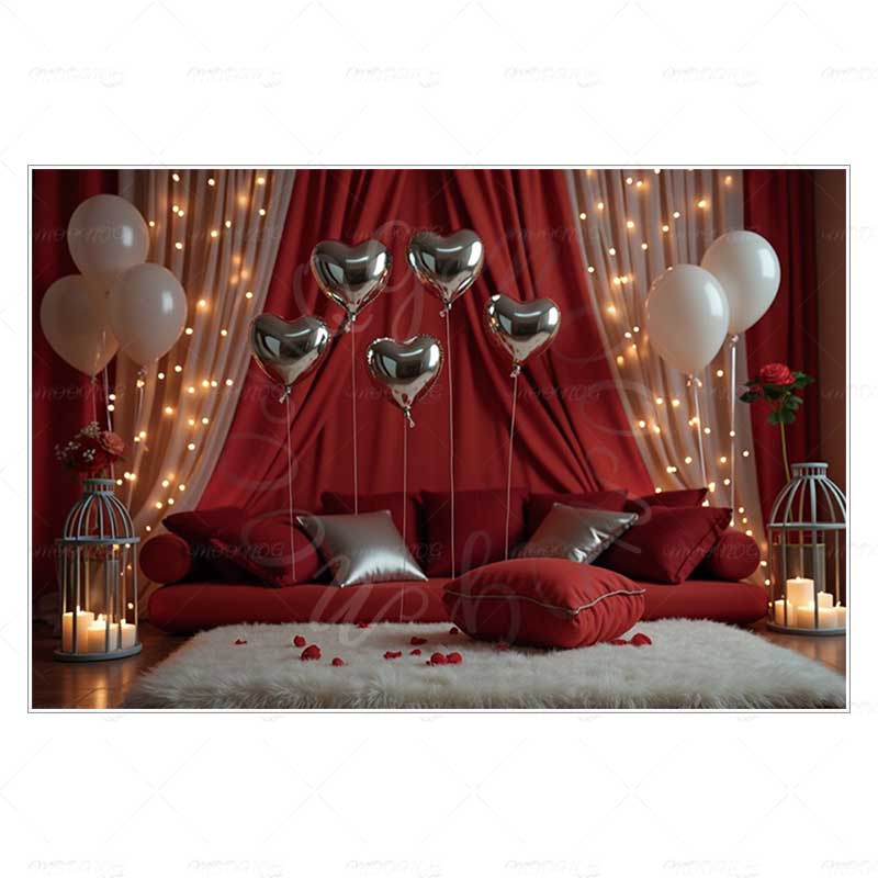 MOON.QG Valentine's Day Decoration Photo Background Candy Shop Teddy Bear Rose Soad Backdrops For Photography Studio Photozone