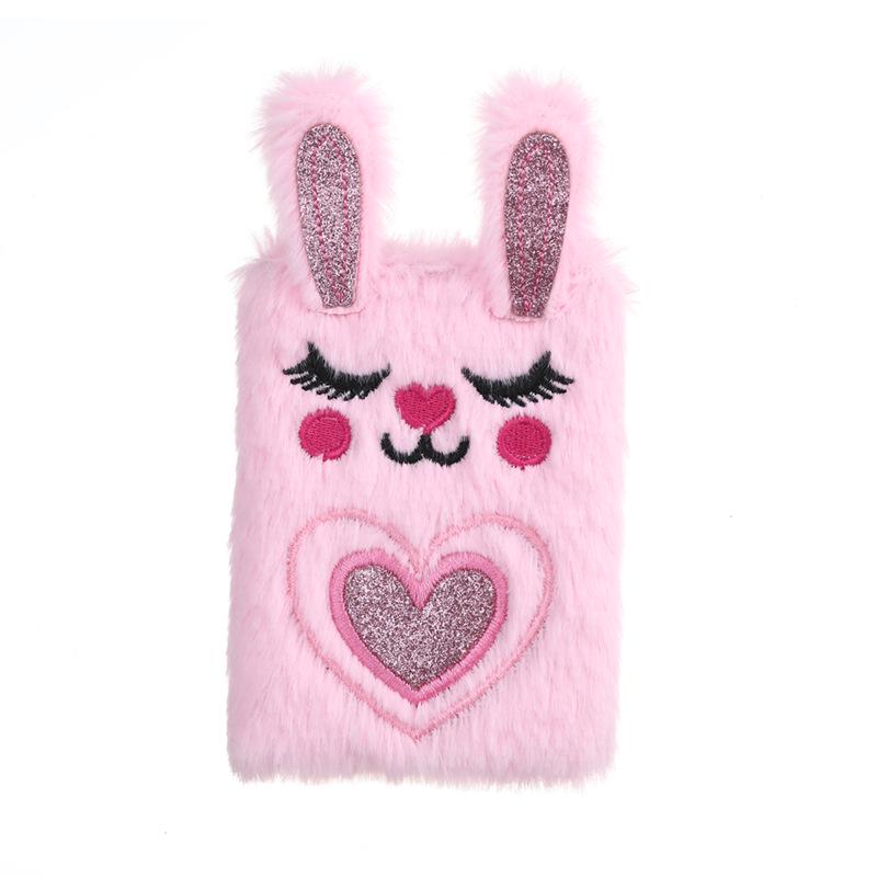 Mini Girly Plush Rabbit Notebook - Portable Diary for Kids