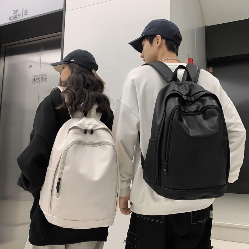 Today's popular soft leather schoolbag college student waterproof fashion leather backpack new large-capacity backpack