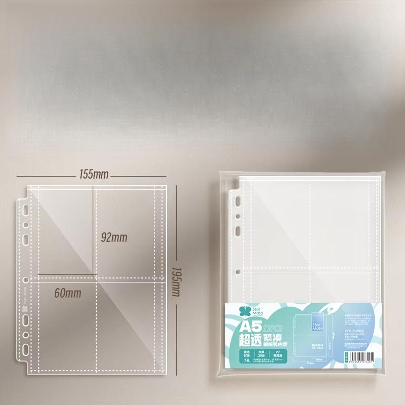 Excellent Quality StarMate 10pcs Clear Sheets Sleeve for A5/A4 Binder Acid Free-No CPP Loose-leaf Page 4/9grid Photocard Storage