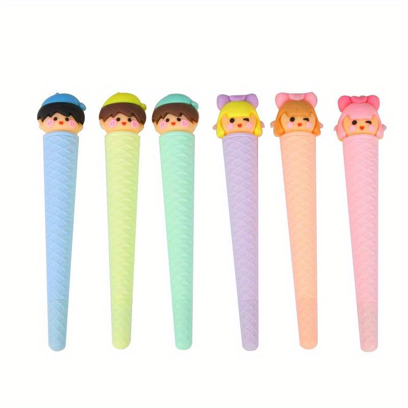 Back To School Season 10pcs 0.5mm High-looking Cartoon Plastic Cone Gel Pen Cute Ice Cream Shape Creative Stationery Prize Gift Water Pen