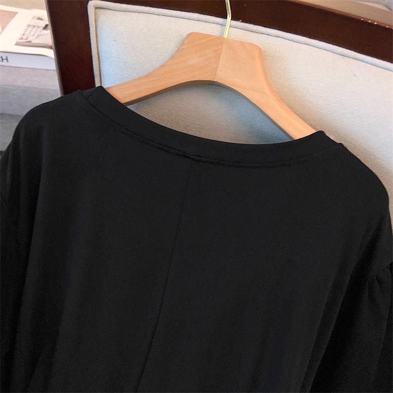 Damen Plus Size A-Linien-Midikleid, Rundhalsausschnitt - Schlankmachender Lockerer Schnitt (200/300/350 Jin)