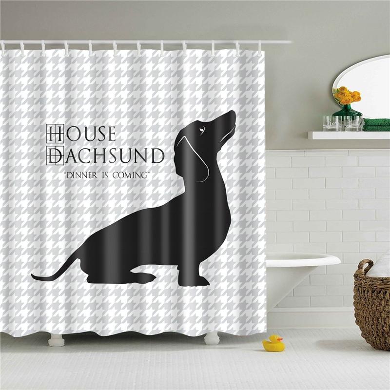 Fabric Shower Curtain Cute Cartoon Hippo Animals Dogs Cats Deer Bath Curtain Waterproof Polyester Bathroom Curtain With Hooks