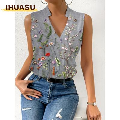 Damesmode Casual Mouwloze V-hals Blouses & Overhemden
